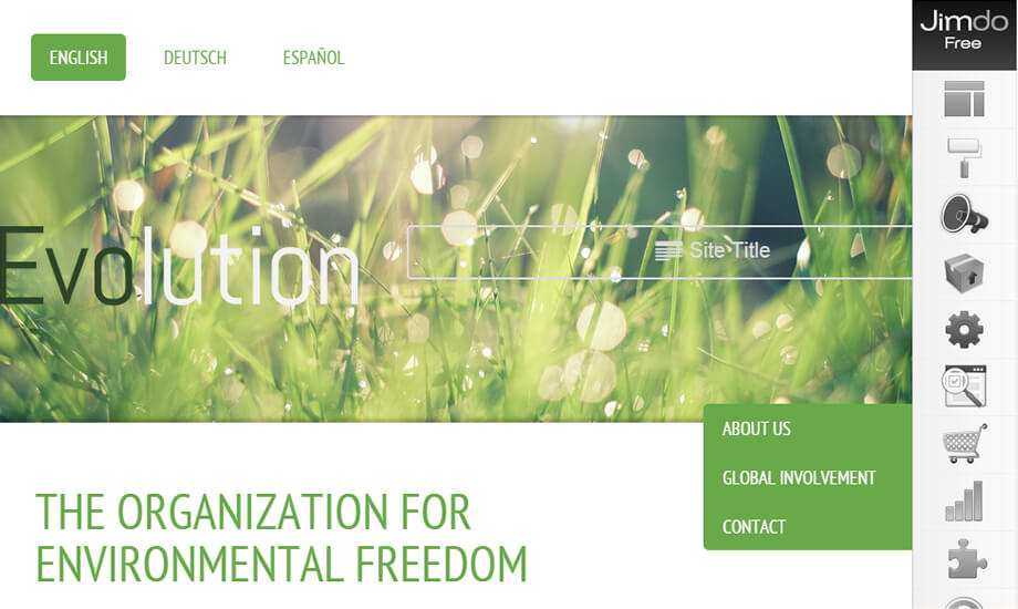 Jimdo example website with green evolution theme